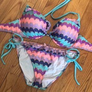 Victoria’s Secret Multi Colored Ruffled Bikini